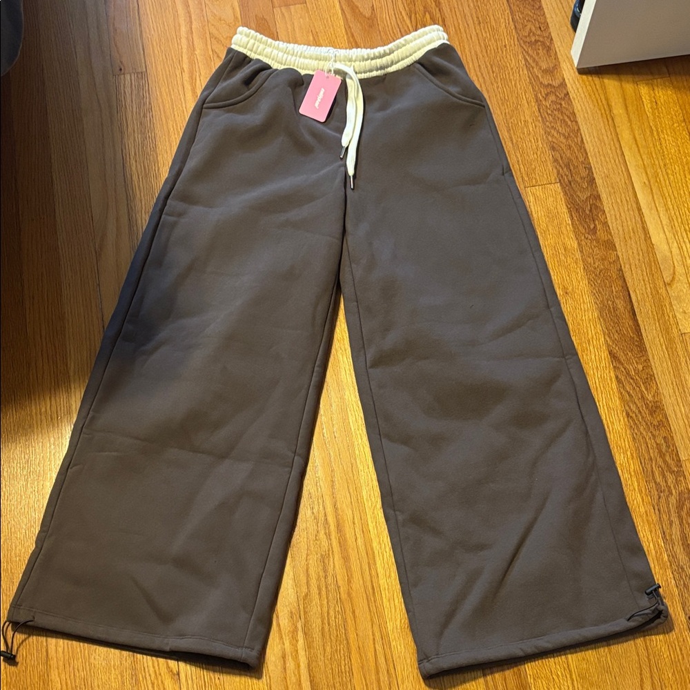 Edikted Brown and Cream Joggers
